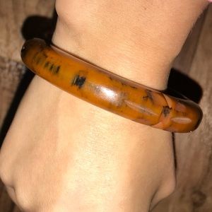 Carved marble Bakelite bangle vintage